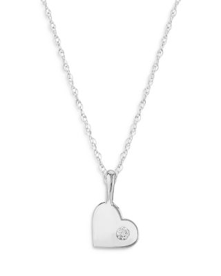 Bloomingdale's Diamond Heart Pendant Necklace In 14K White Gold, 0.03 ...