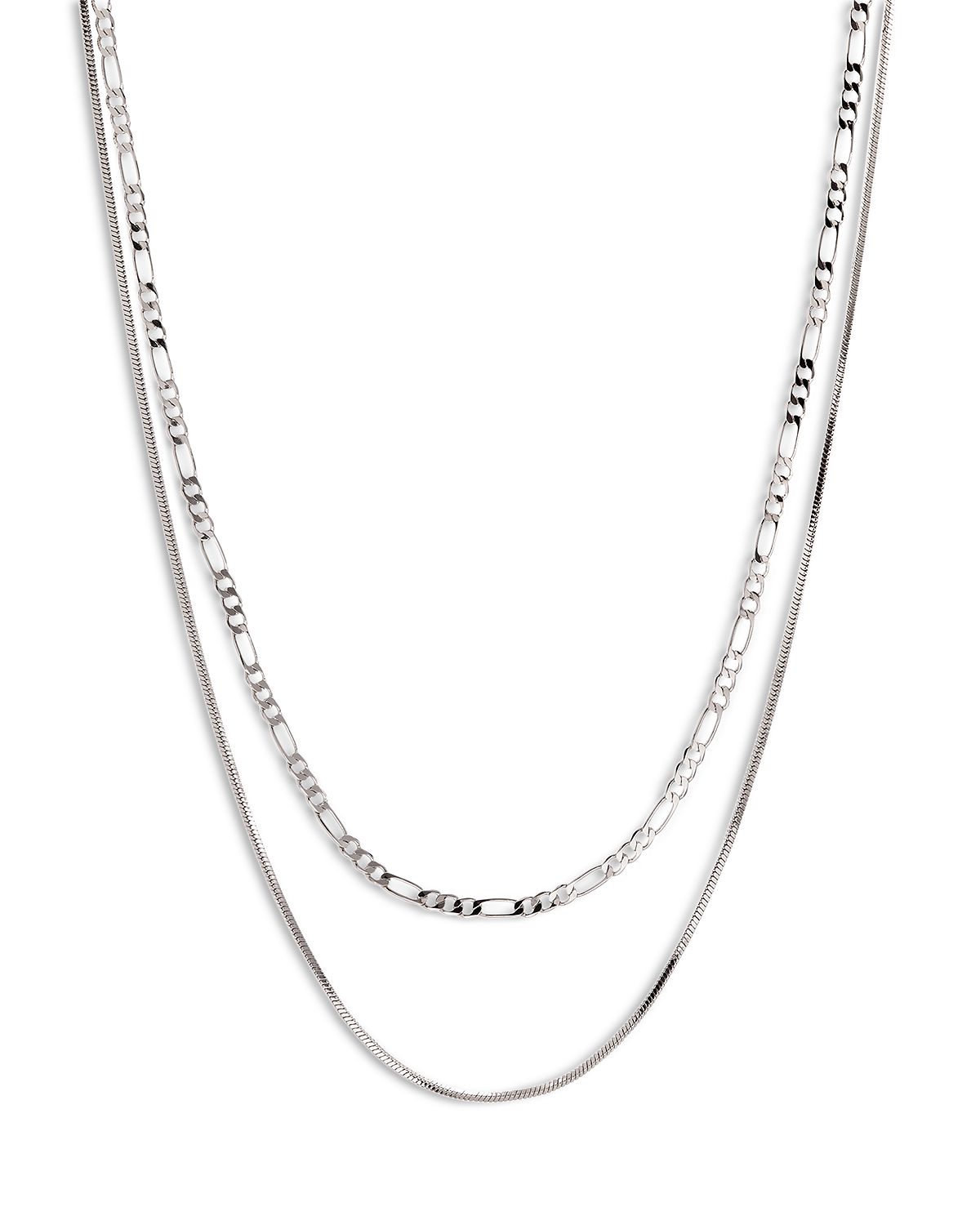 Photo 1 of Cecilia Layered Chain Necklace in Silver Tone, 16"-18"