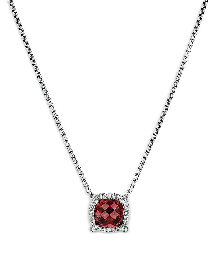 David Yurman - Sterling Silver Chatelaine Pendant Necklace with Garnet & Diamonds, 18" - 100% Exclusive