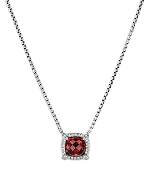 DAVID YURMAN STERLING SILVER CHATELAINE PENDANT NECKLACE WITH GARNET & DIAMONDS, 18 - 100% EXCLUSIVE,N14202DSSARGDI18
