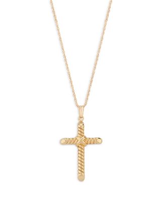 Bloomingdale's Fine Collection - Swirl Cross Pendant Necklace in 14K Yellow Gold, 18" - Exclusive