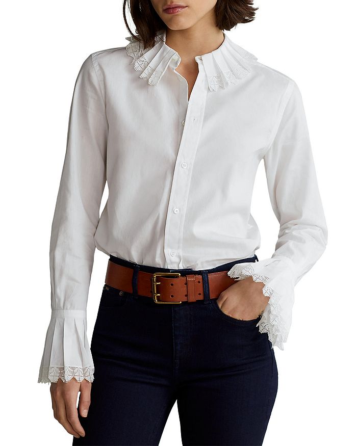 Ralph Lauren Lace Trim Cotton Shirt | Bloomingdale's