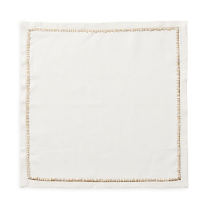 Shop Kim Seybert Filament Linen Napkin In White/gold