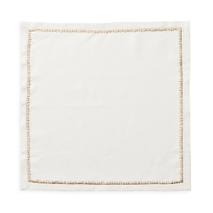 Kim Seybert Filament Linen Napkin In White/gold
