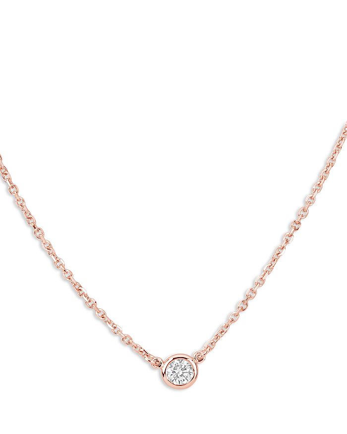Bloomingdale's - Diamond Bezel Solitare Necklace in 14K Rose Gold, 0.05 ct. t.w. - 100% Exlcusive