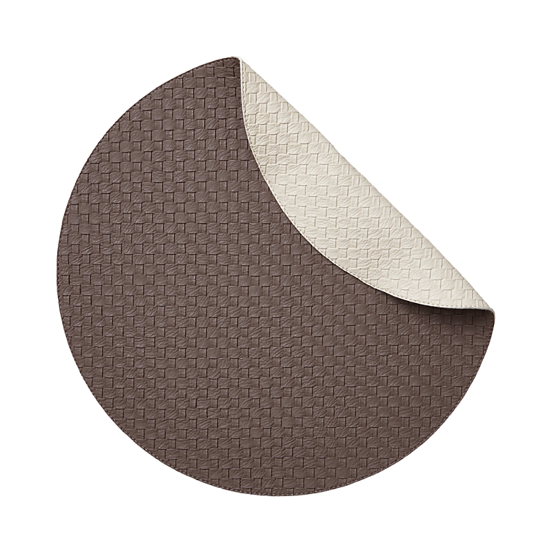 Mode Living Caviar Round Placemats, Set Of 4 In Chocolate/pearl