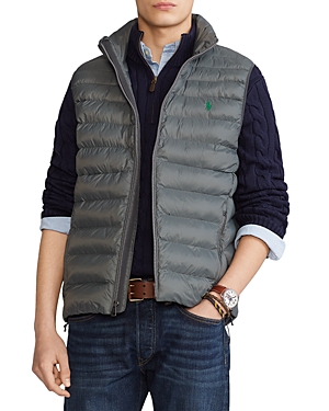 Polo Ralph Lauren Nylon Packable Quilted Vest In Charcoal Grey