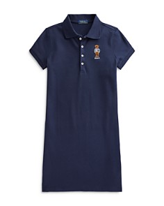 폴로 랄프로렌 Polo Ralph Lauren Girls Bear Polo Dress - Little Kid, Big Kid,Navy