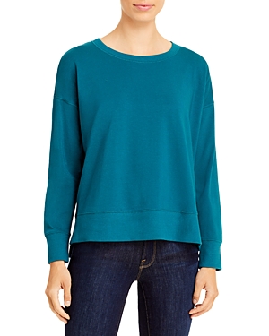 Eileen Fisher Long Sleeve Crewneck Top In Agean