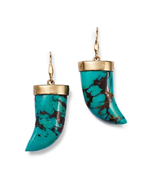 Annette Ferdinandsen Design 14k Yellow Gold Turquoise Claw Drop Earrings In Turquoise/gold