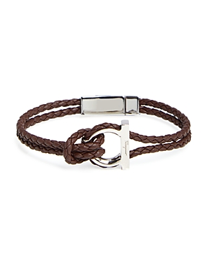 Salvatore Ferragamo Gancini Woven Leather Bracelet
