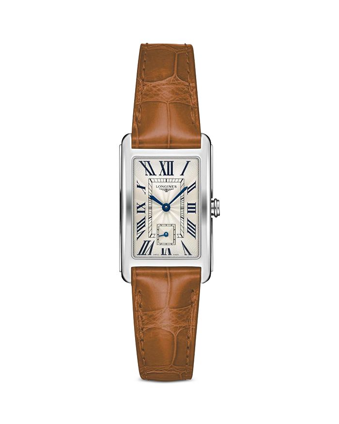 Shop Longines Dolce Vita Watch, 23mm X 37mm In White/brown