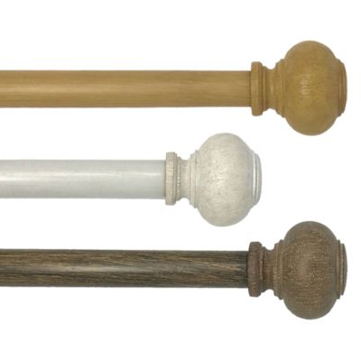 Elrene Home Fashions - Rhinebeck Adjustable Curtain Rod with Faux Wood Ball Finials