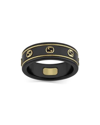 18K Yellow Gold & Corindum Icon Logo Band