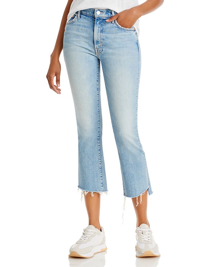 Mother The Insider High Rise Crop Step Fray Bootcut Jeans In I Confess