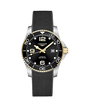 Longines L37813569 Hydroconquest Stainless Steel And Rubber Automatic Watch In Black