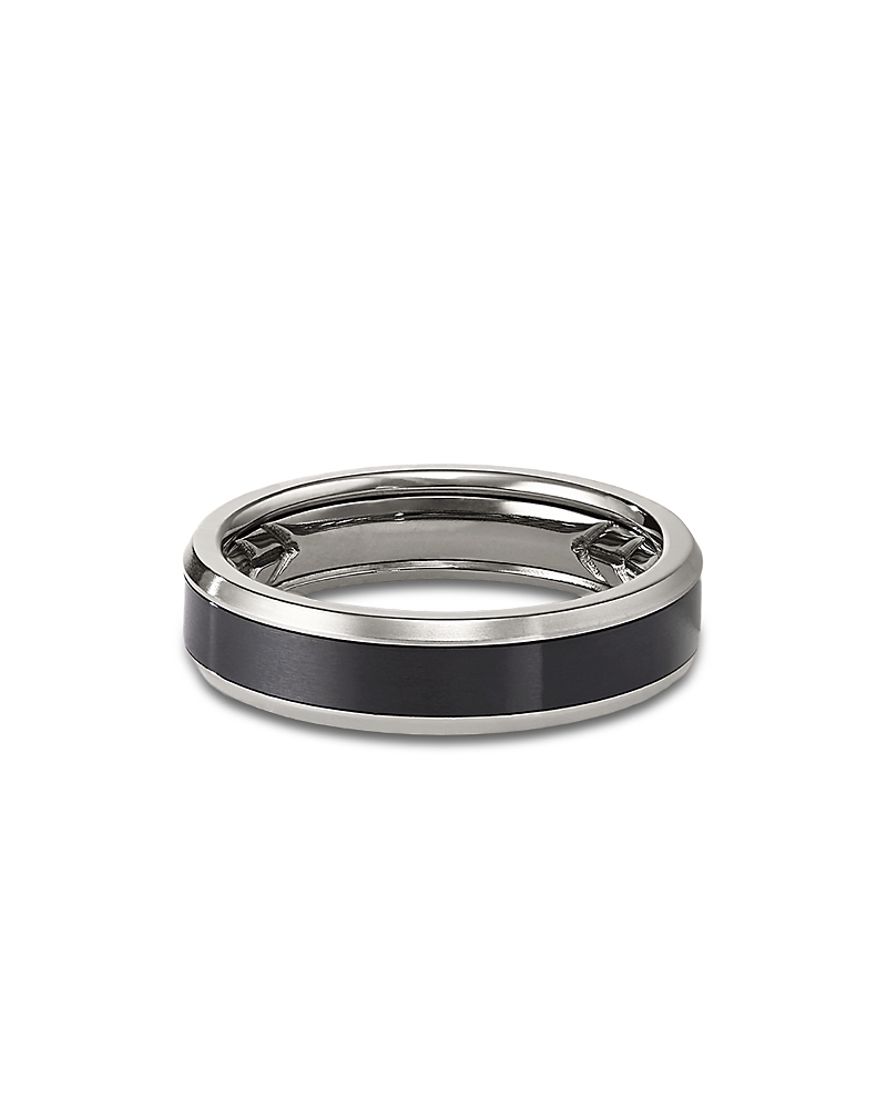David Yurman Men's Black & Gray Titanium 6mm Beveled Band
