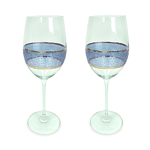Shop Michael Wainwright Set Of 2 Panthera Glass Wine Glasses In Indigo