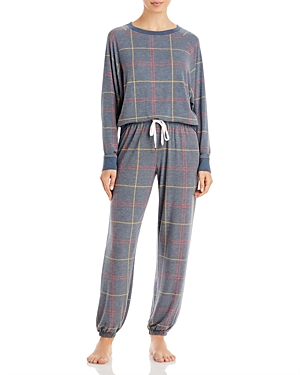 Honeydew Star Seeker Printed Pajama Set In Night Mist Plaid