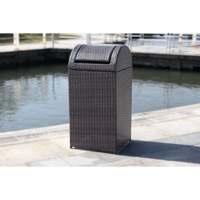 Outdoor Wicker Trash Bin