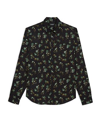 The Kooples Flowing Green Floral Print Shirt | Bloomingdale's