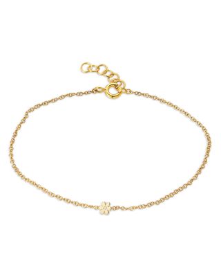 Zoe Lev - 14K Yellow Gold Diamond Flower Chain Link Bracelet