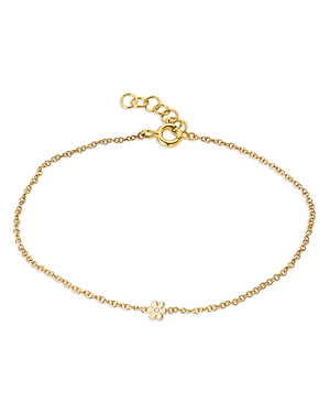 Shop Zoe Lev 14k Yellow Gold Diamond Flower Chain Link Bracelet