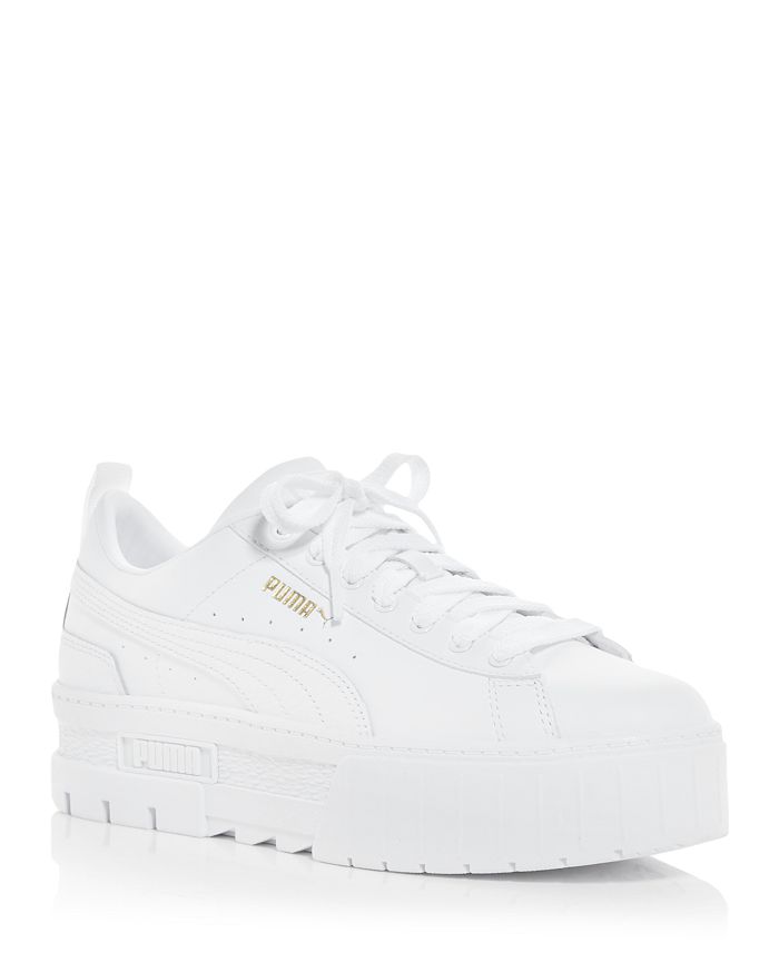 Shop Puma Women's Mayze Classic Platform Low Top Sneakers In White/white