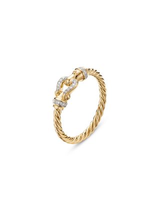 Petite Buckle Ring in 18K Yellow Gold with Diamonds