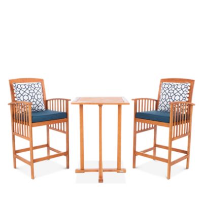 Pate 3 Piece Outdoor Bistro Set with Accent Pillows