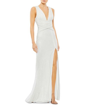 Mac Duggal - Embellished Sleeveless Cross Front Gown