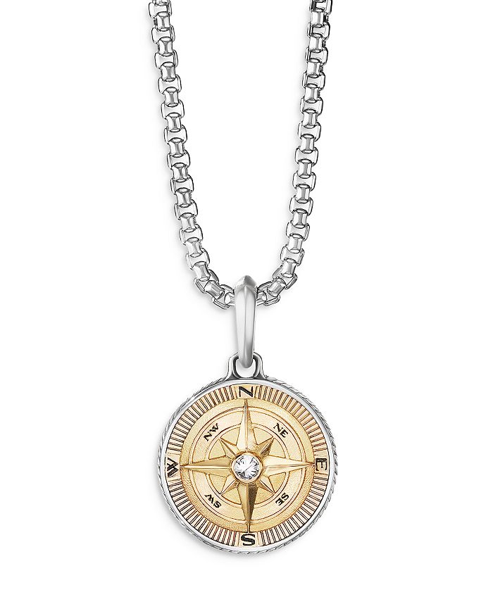 David Yurman - Men's 18K Yellow Gold & Sterling Silver Maritime Compass Amulet with Diamond
