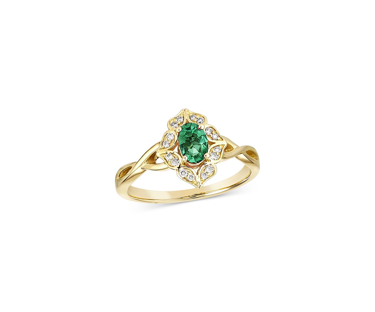 Bloomingdale's Fine Collection Emerald & Diamond Art Deco Ring