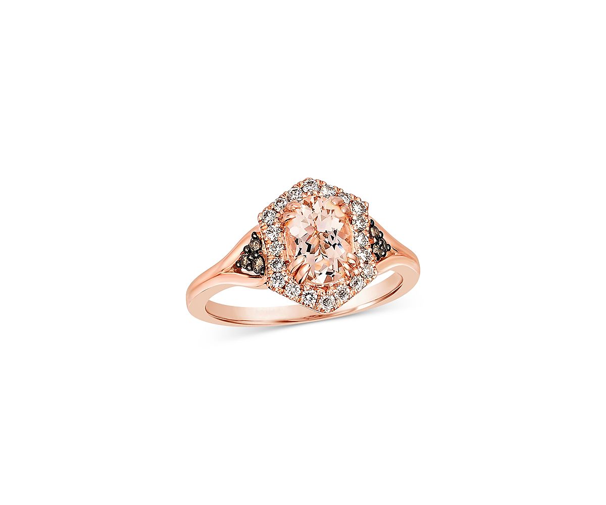 Bloomingdale's Fine Collection Morganite & Diamond Halo Ring