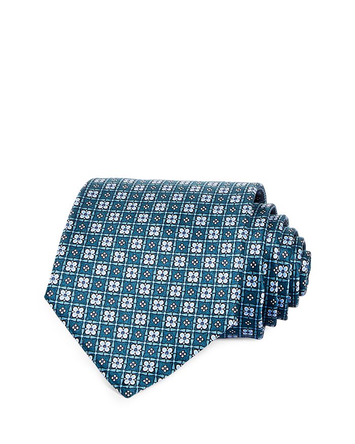The Men's Store At Bloomingdale's Floral Medallion Neat Silk Classic Tie - 100% Exclusive In Teal