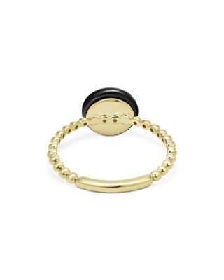 Meridian 18K Yellow Gold Caviar Black Ceramic Beaded Ring
