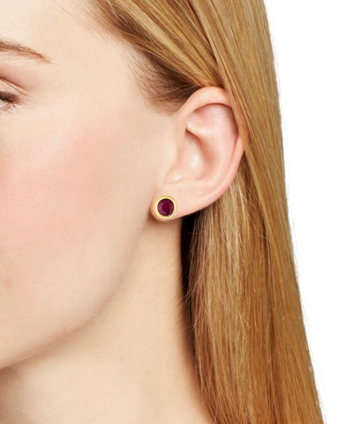 Bloomingdale's Ruby Bezel Set Stud Earrings in 14K Yellow Gold - 100%  Excluisve | Bloomingdale's