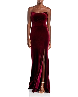 Aqua Strapless Velvet Gown - 100% Exclusive In Burgundy