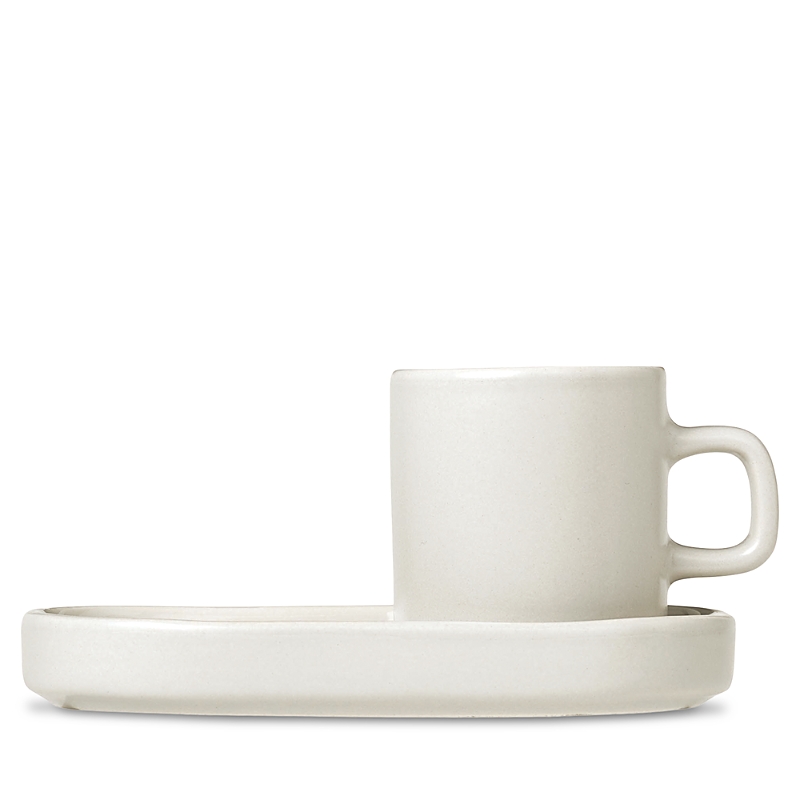 Blomus Pilar Espresso Cups With Trays, Set Of 2 In Cream