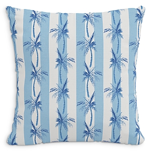 Cloth & Company The Cabana Stripe Palms Linen Decorative Pillow With Feather Insert, 22 X 22 In Blue