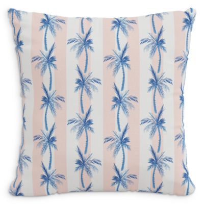 Cloth & Company The Cabana Stripe Palms Linen Decorative Pillow with Feather Insert, 22 x 22