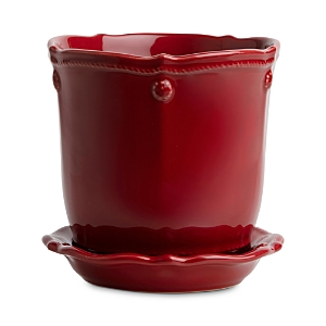 Juliska Berry And Thread Ruby 5.25 Inch Planter And Saucer In Ruby
