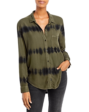 Rails Hunter Printed Button-down Shirt In Olive Blac