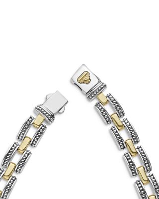 18K Yellow Gold & Sterling Silver High Bar Link Statement Necklace, 16"