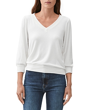 Michael Stars Gabriella V-neck Sweatshirt In Chalk