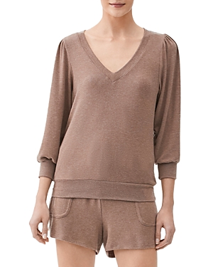 Michael Stars Gabriella V Neck Top In Heather Woodchip
