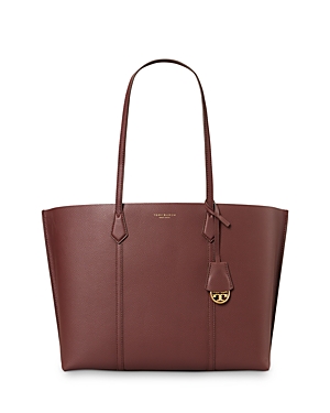 Tory Burch Perry Medium Leather Tote In Dark Rhubarb