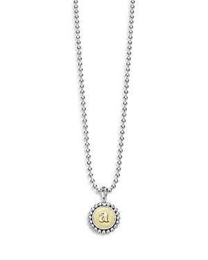 LAGOS STERLING SILVER AND 18K YELLOW GOLD SIGNATURE CAVIAR INITIAL PENDANT NECKLACE, 16,07-81172-0AML