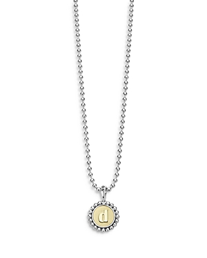 Shop Lagos Sterling Silver And 18k Yellow Gold Signature Caviar Initial Pendant Necklace, 16 In D