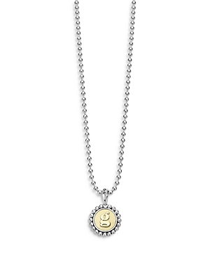 LAGOS STERLING SILVER AND 18K YELLOW GOLD SIGNATURE CAVIAR INITIAL PENDANT NECKLACE, 16,07-81172-0GML